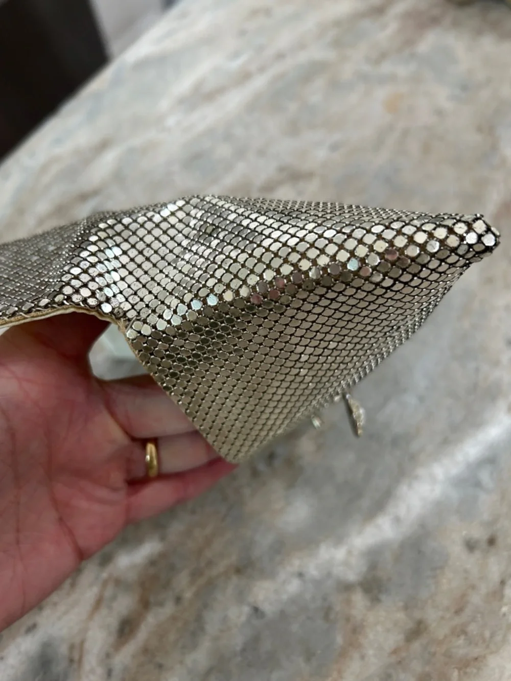 Vintage Whiting & Davis Silver Mesh Evening Bag Silver w/cubic zirconia closure